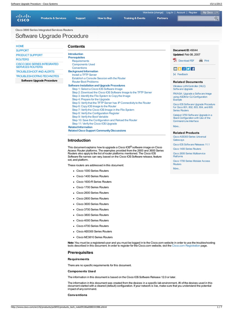 Cisco 3800 Series Upgrade Guide | PDF | Booting | Router (Computing)