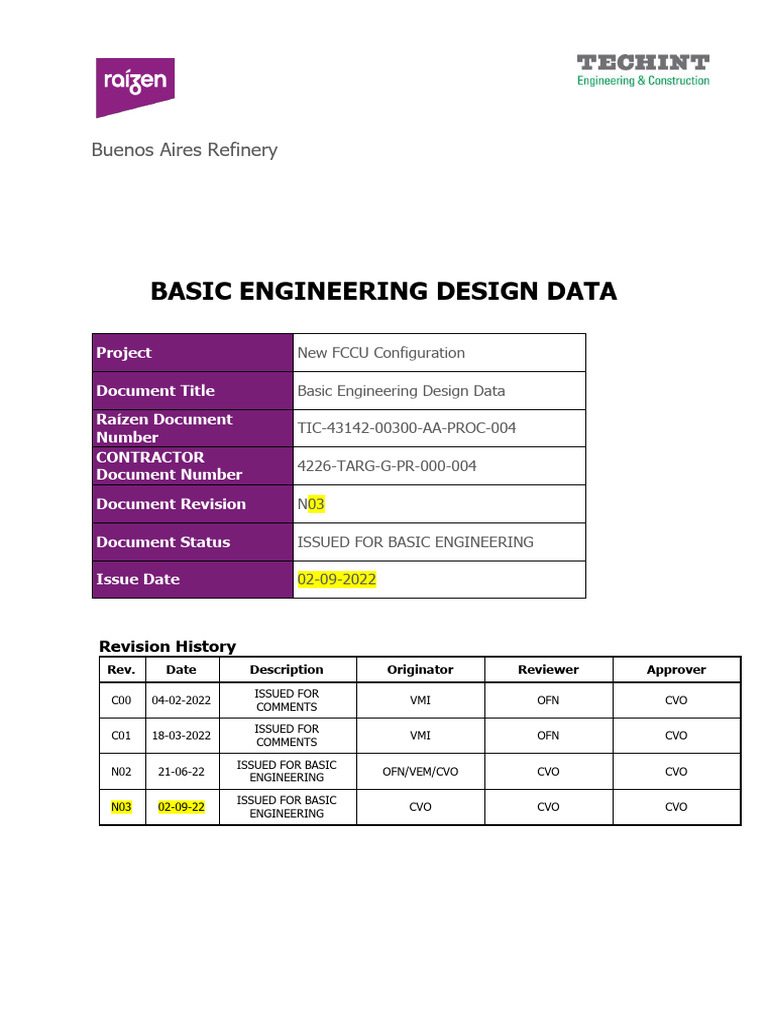 Buenos Aires FCCU Design Data | PDF | Flow Measurement | Fluid Dynamics