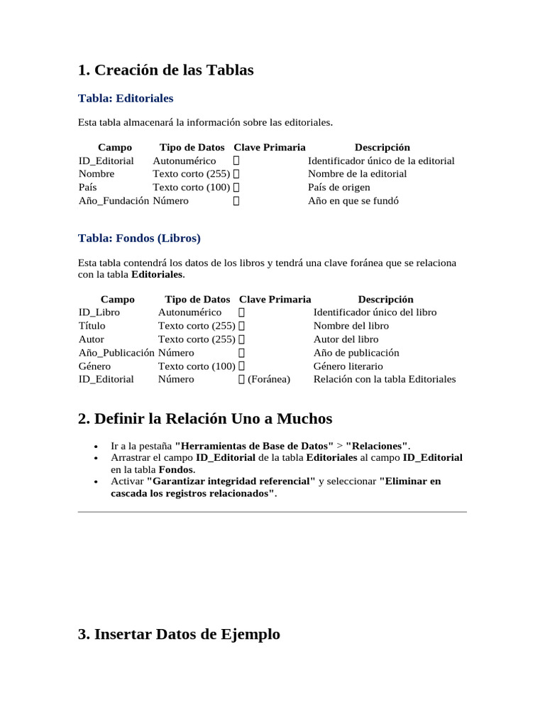 Tablas y Consultas de Libros y Editoriales | PDF