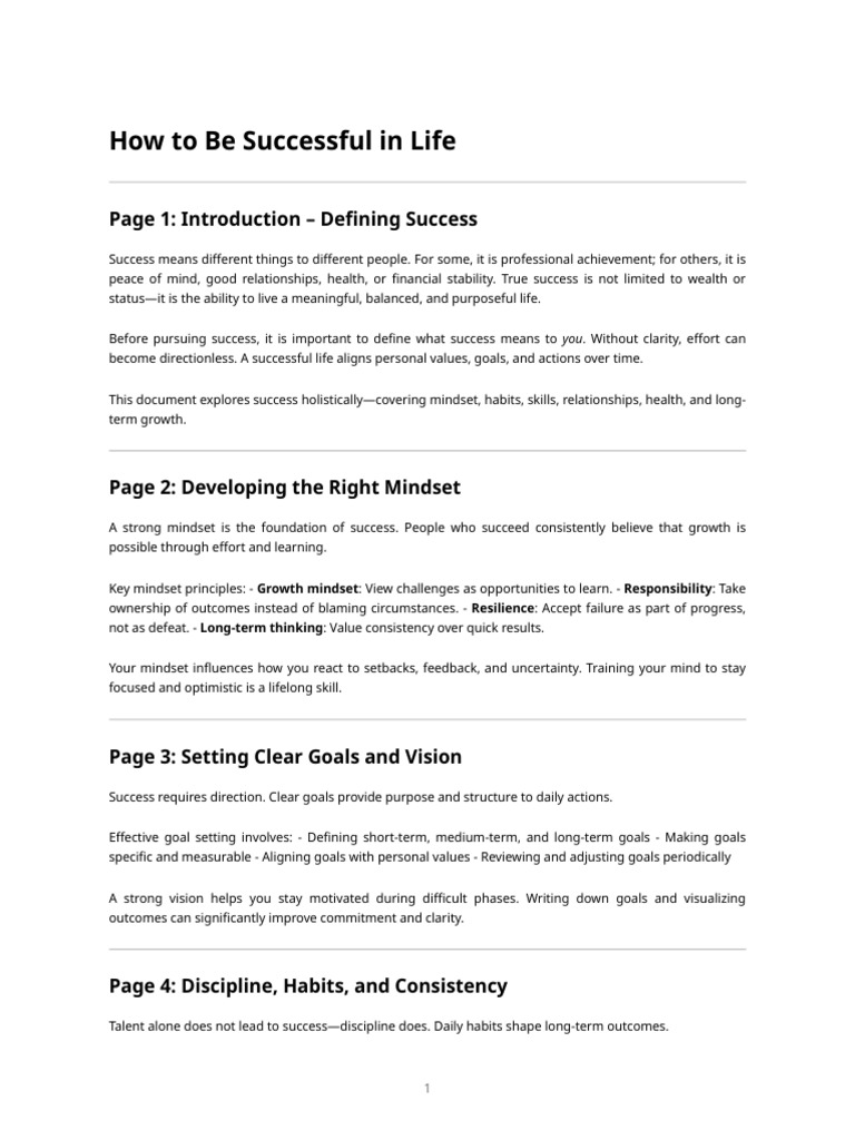 Keys to Achieving Life Success | PDF | Mindset | Goal