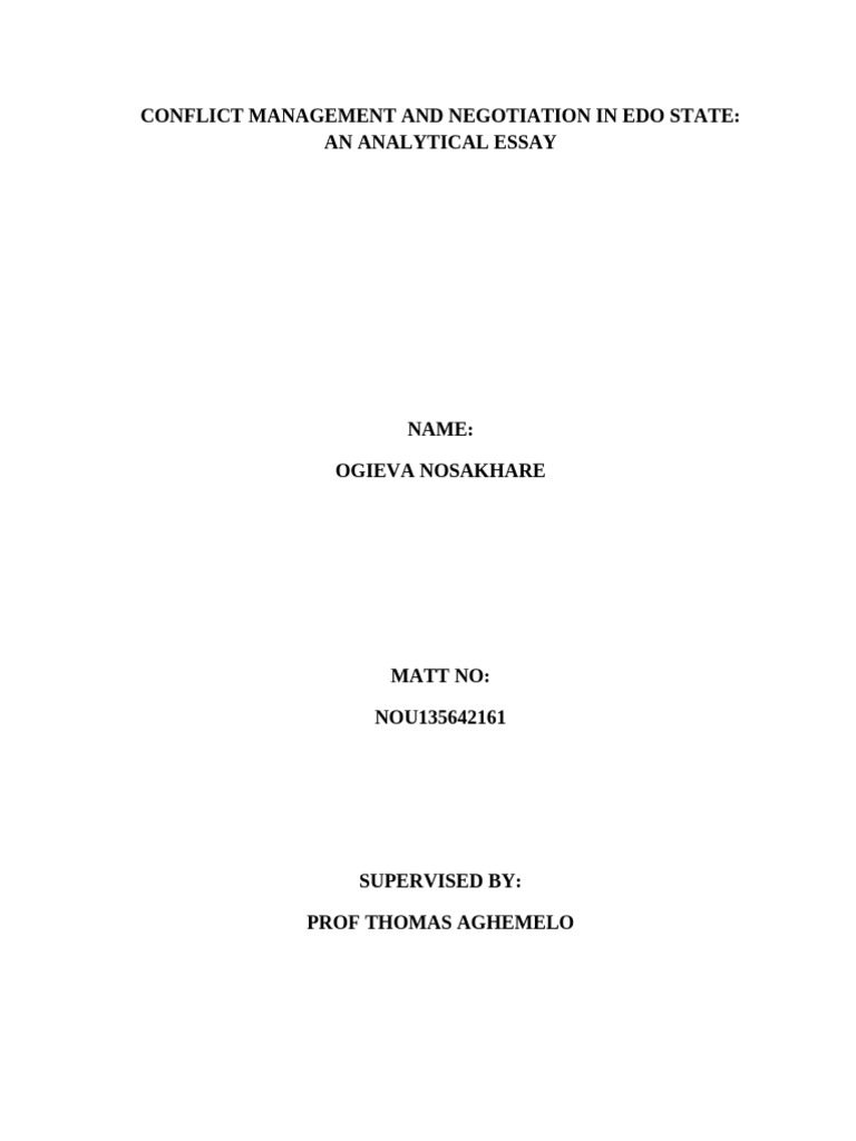Conflict Management in Edo State | PDF | Conflict Resolution | Negotiation