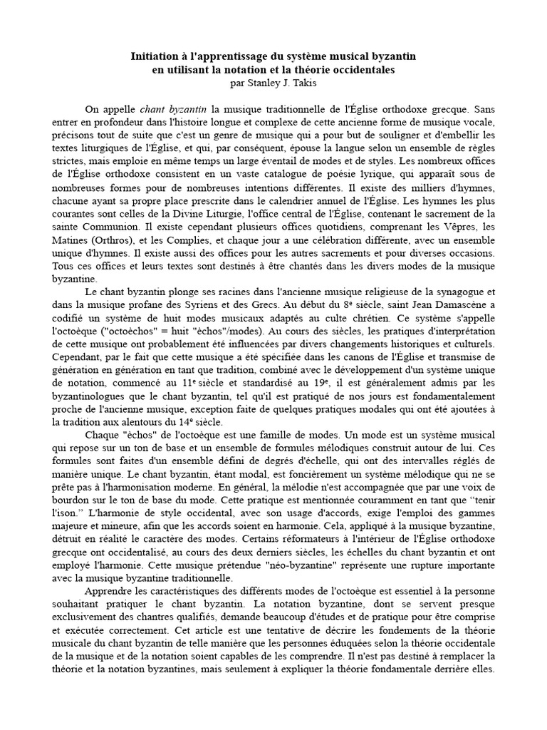 Introduction au chant byzantin et ses modes | PDF | Gamme musicale ...