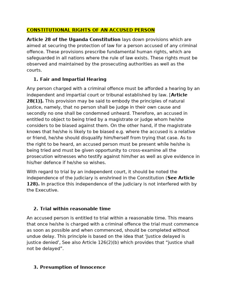 Accused's Right Criminal Procedure | PDF | Presumption Of Innocence ...