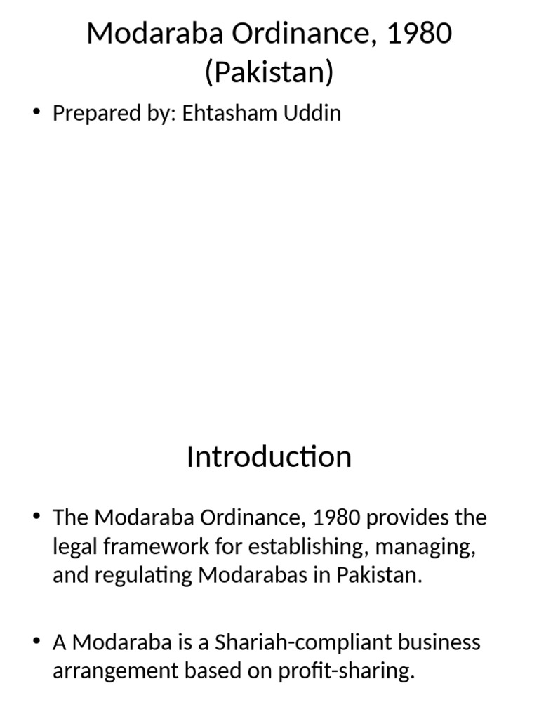 Modaraba Ordinance 1980 Overview | PDF