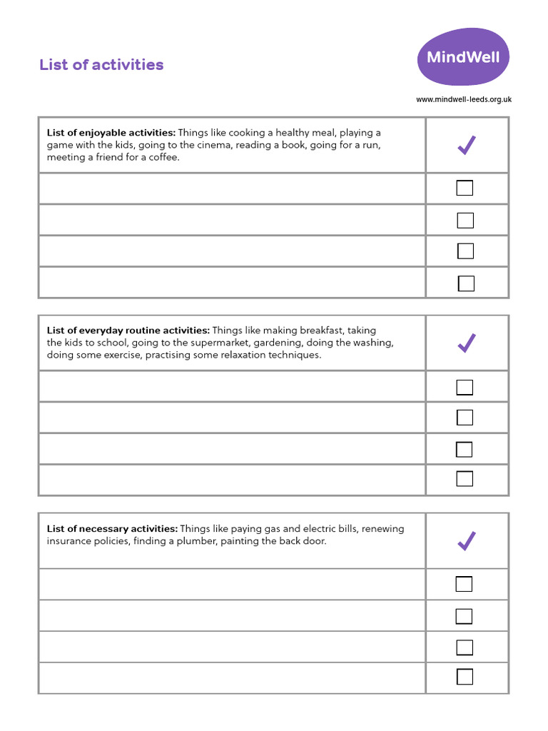 Enjoyable and Necessary Daily Activities | PDF