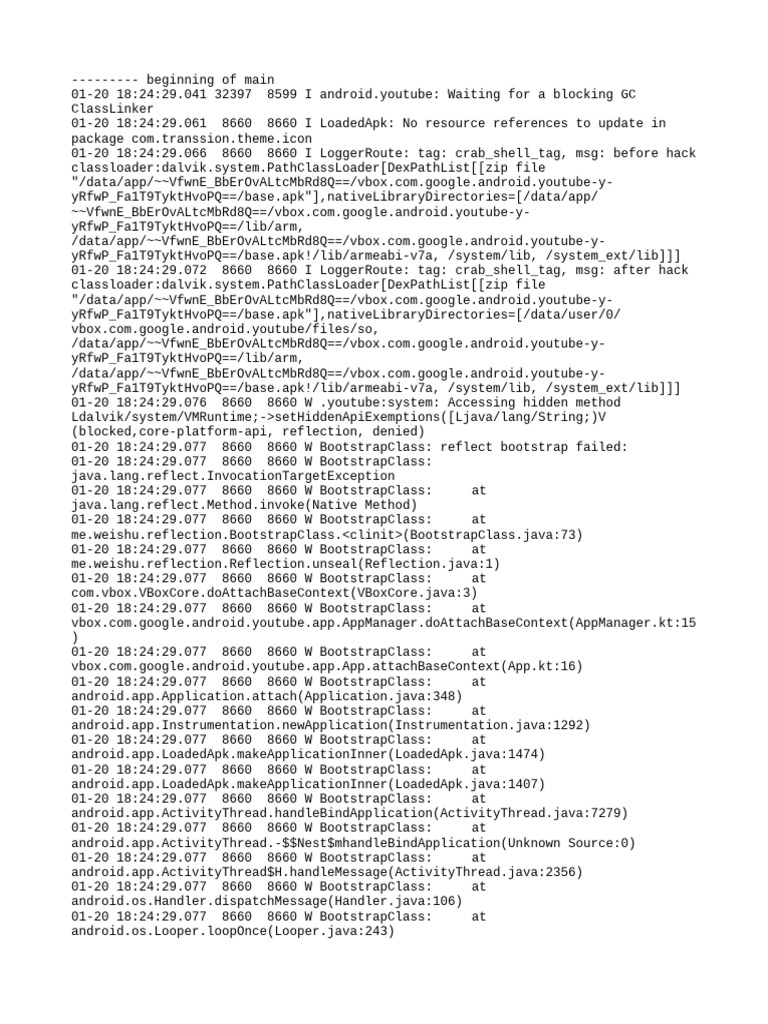 YouTube App Error Log Analysis | PDF | Java (Programming Language ...