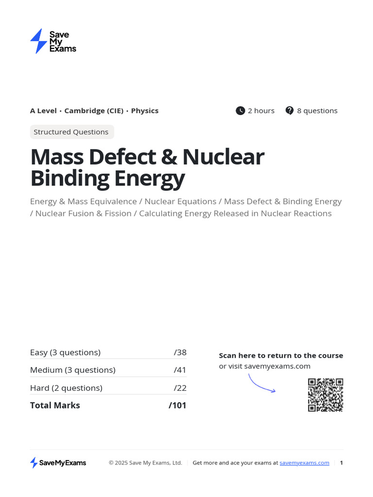 23 1 Mass Defect and Nuclear Binding Energy Qx6Ms7DdSsj7SzRz | PDF ...