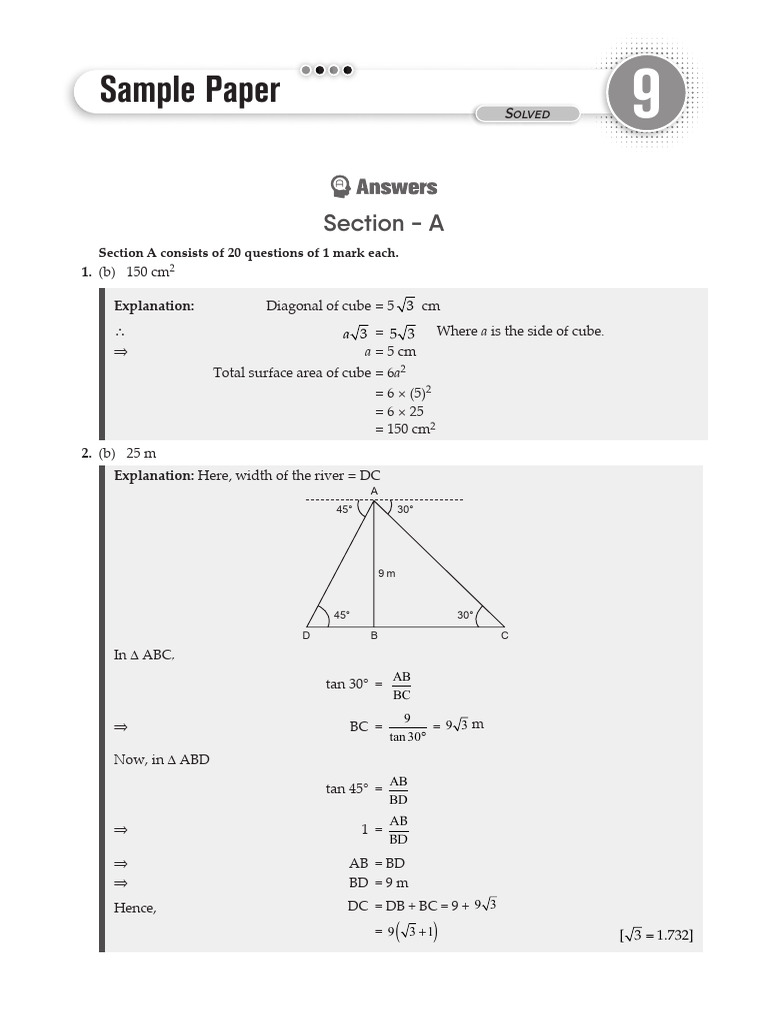 CBSE Class X Mathematics Sample Paper | PDF | Circle | Area