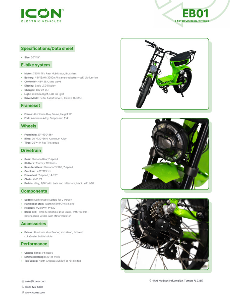 Ebike Spec Sheet EB01 | PDF