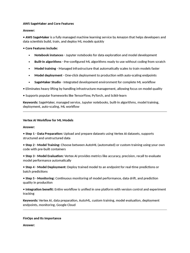 AWS SageMaker Core Features Overview | PDF | Cloud Computing | Scalability