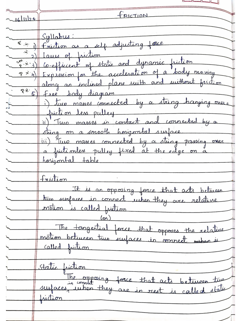 Friction Notes | PDF