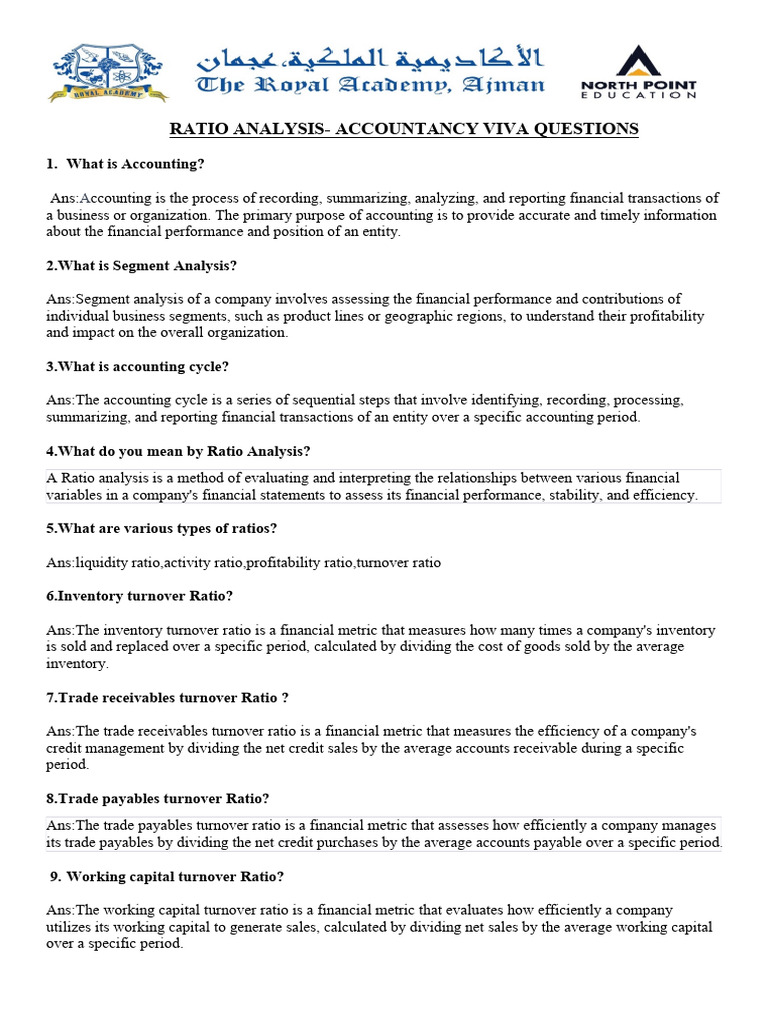 Ratio Analysis: Key Accountancy Questions | PDF | Working Capital | Revenue