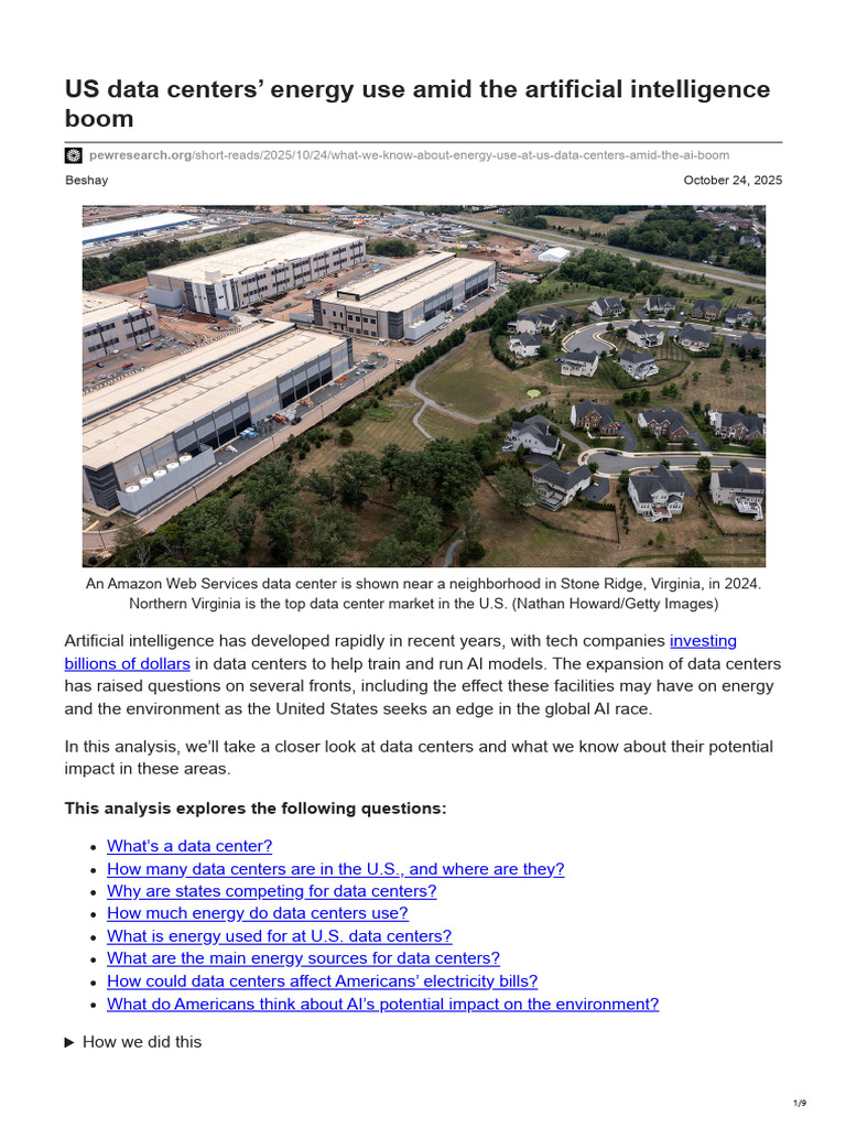 US Data Centers' Energy Use in AI Era | PDF | Data Center | Artificial ...