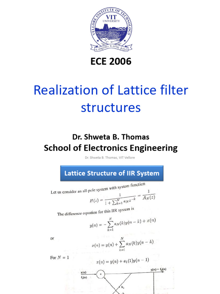 Lattice Filter Structures Explained | PDF