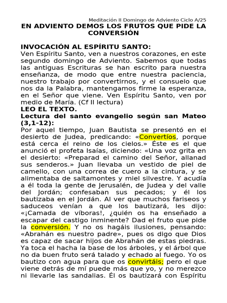 Conversión en el II Domingo de Adviento | PDF | Juan el Bautista