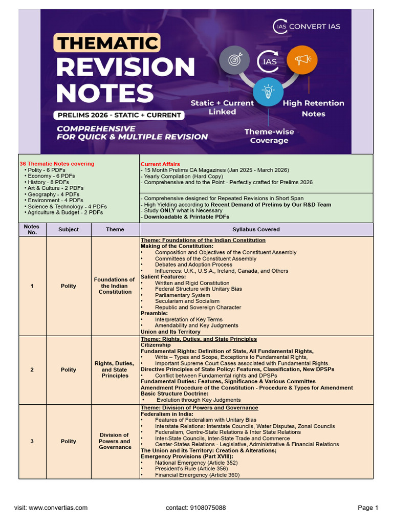 Comprehensive Prelims Study Notes 2026 | PDF | Conservation Biology ...