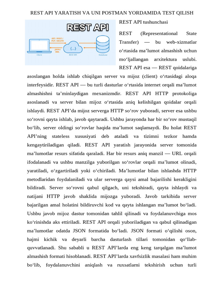 1.rest API Yaratish | PDF