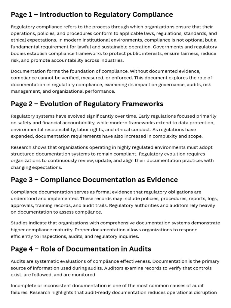 Understanding Regulatory Compliance Documentation | PDF | Regulatory ...