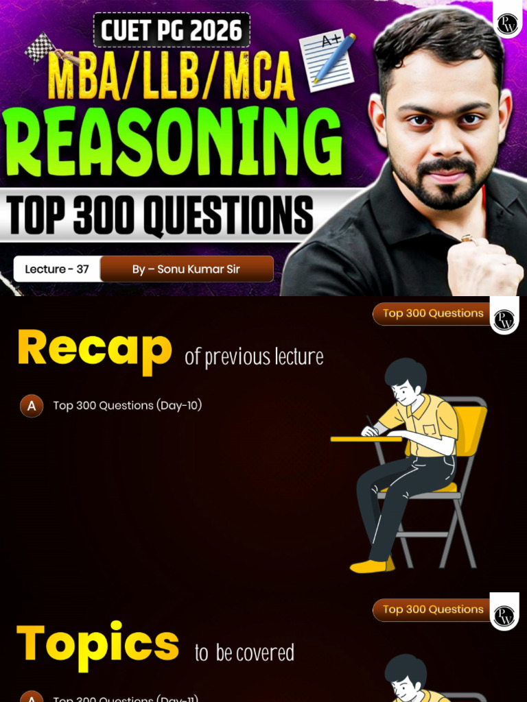 Top 300 Questions Logical Reasoning CUET PG 2026 | PDF