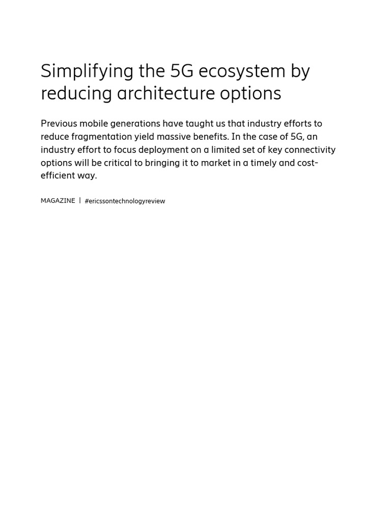 Ericsson - Simplifying 5G Ecosystem by Reducing Architecture Options ...