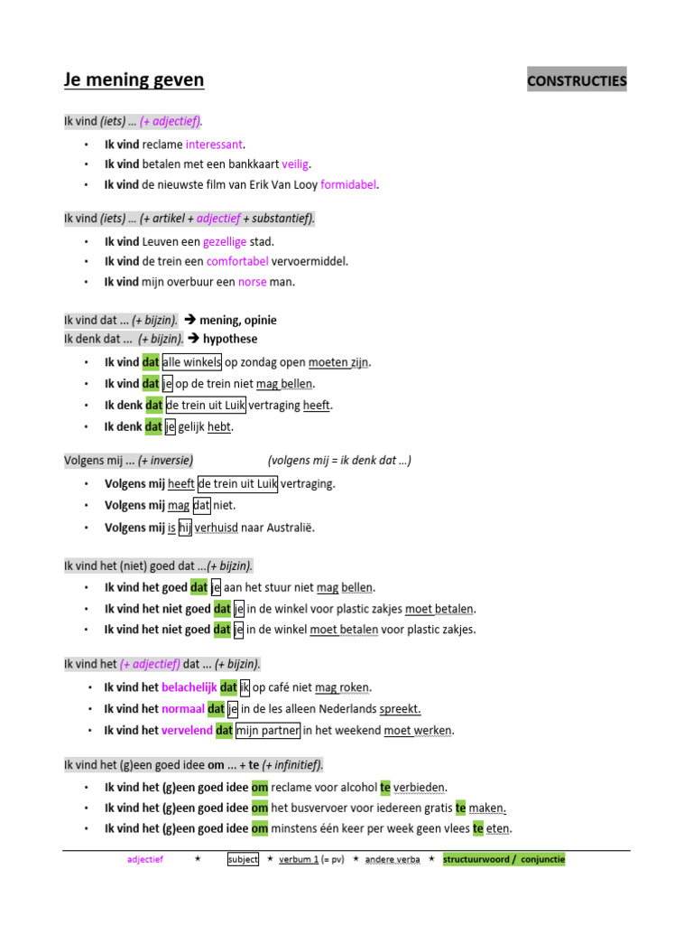 Constructies Mening Geven | PDF