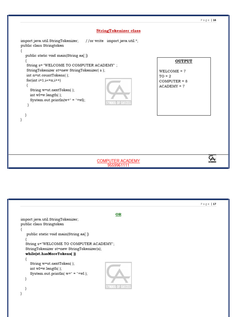 Java StringTokenizer Class Overview | PDF | Systems Engineering ...