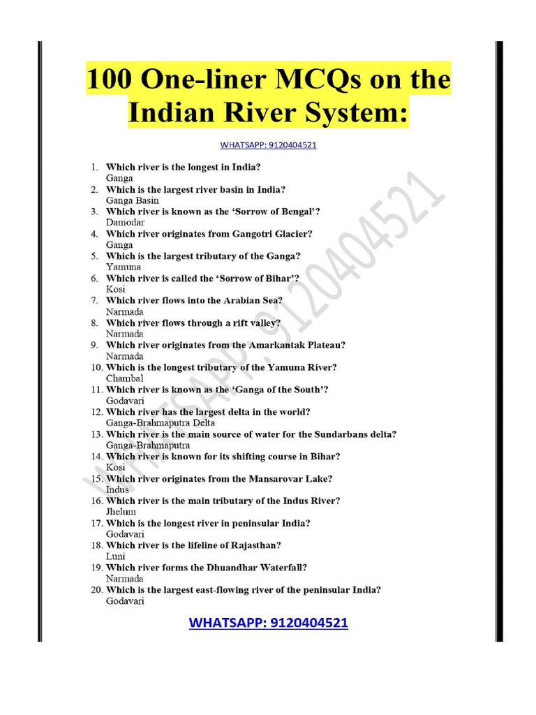 100 Important Static GK Questions | PDF
