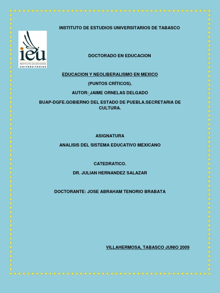 Neoliberalismo y Educación en México | PDF | Educación más alta ...