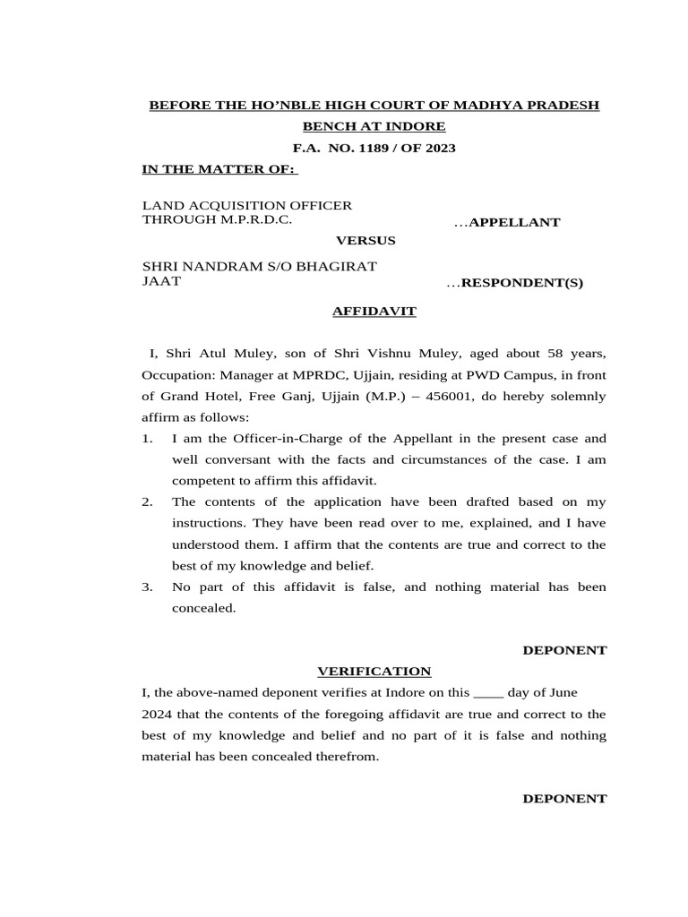 Affidavit - Application - Fa 1189 2023 | PDF