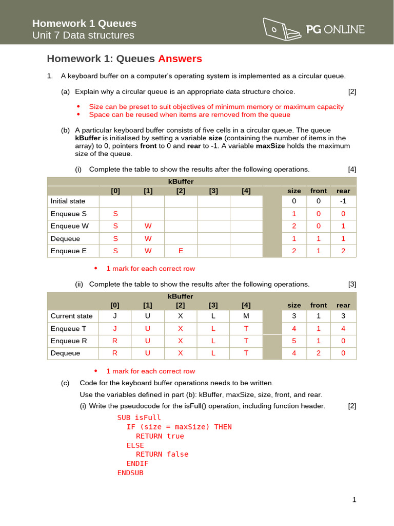 Data Structures Homework 1 Answers | PDF | Queue (Abstract Data Type ...