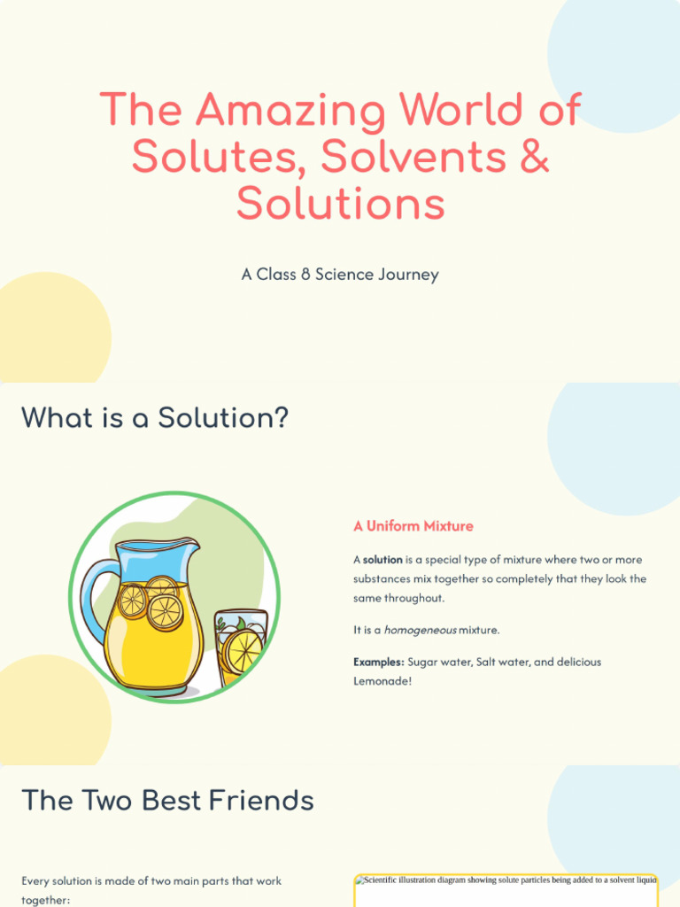 The Amazing World of Solutes, Solvents, and Solutions | PDF