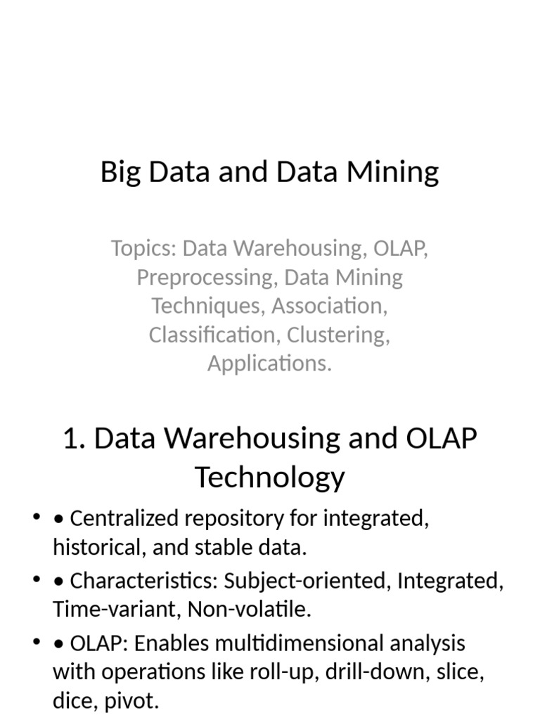 Big Data and Data Mining Presentation | PDF | Cluster Analysis | Data ...