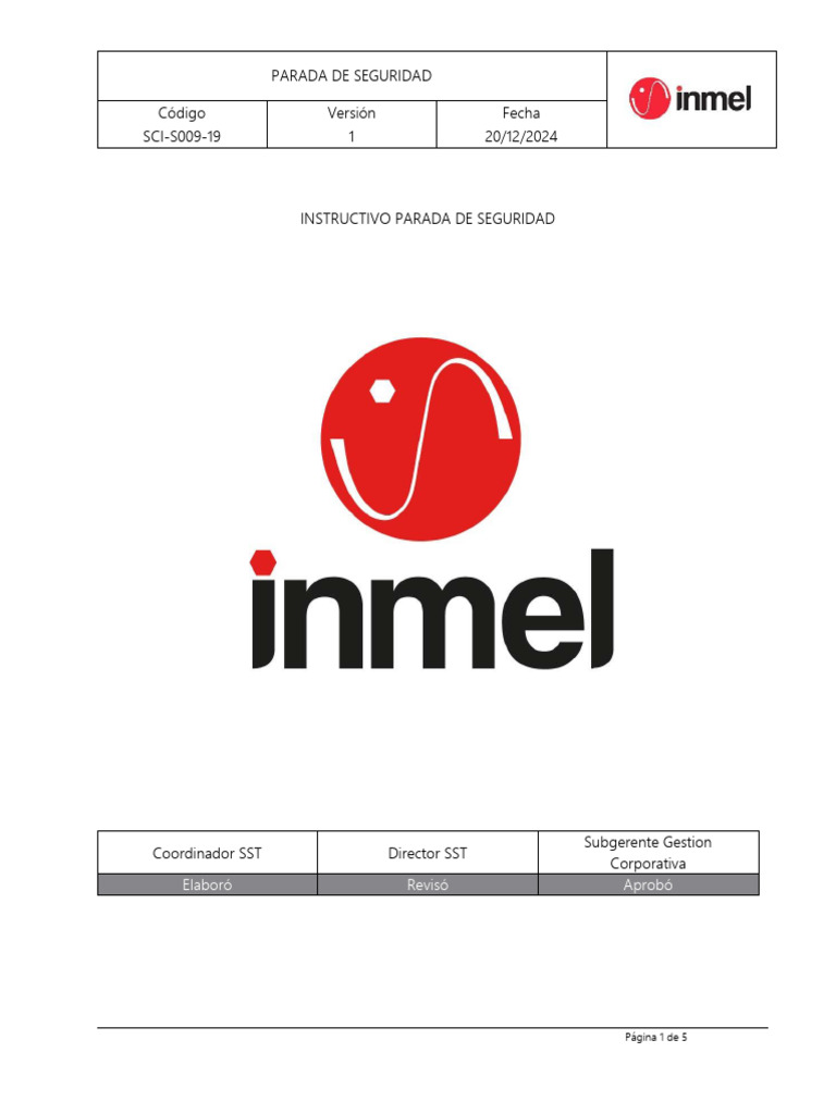 Instructivo de Parada de Seguridad INMEL | PDF | Ingeniero
