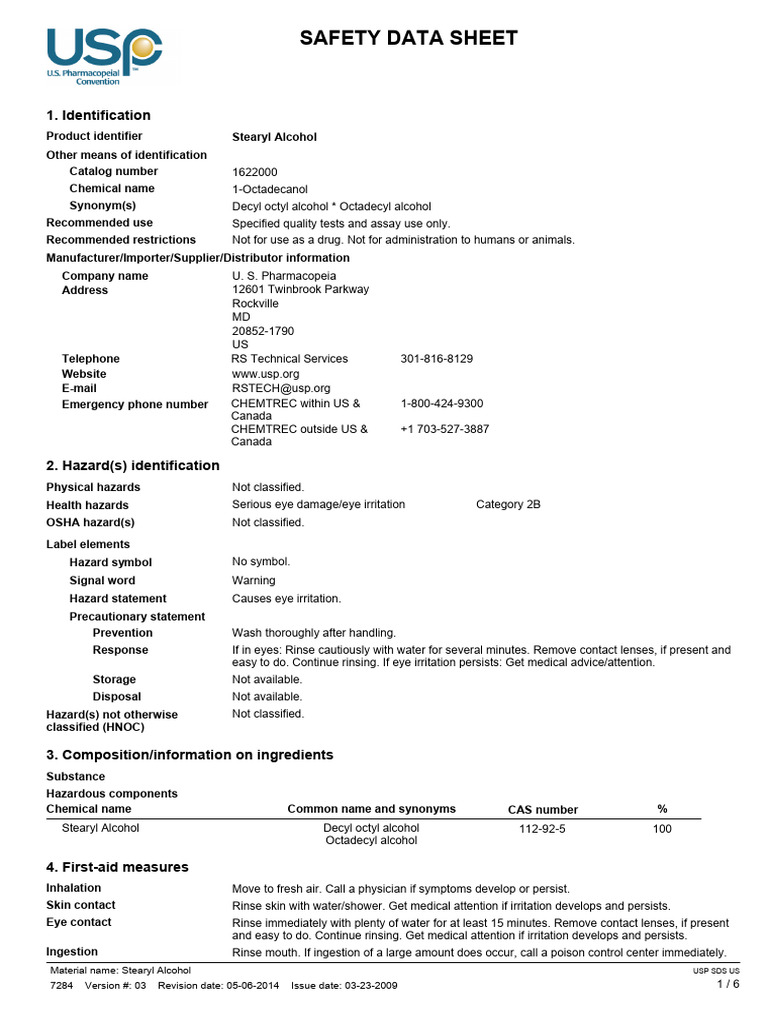 P341 - Álcool Estearílico - USP | PDF | Personal Protective Equipment ...