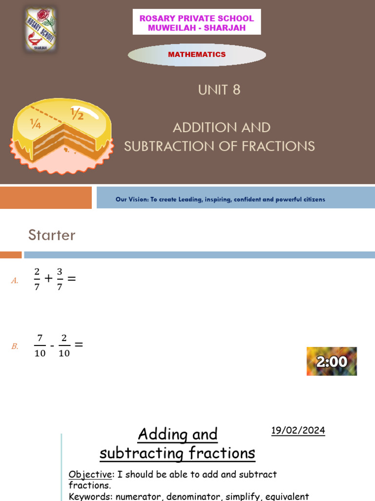 Add Sub Unlike Fractions Yr 5 | PDF | Algebra | Mathematical Objects