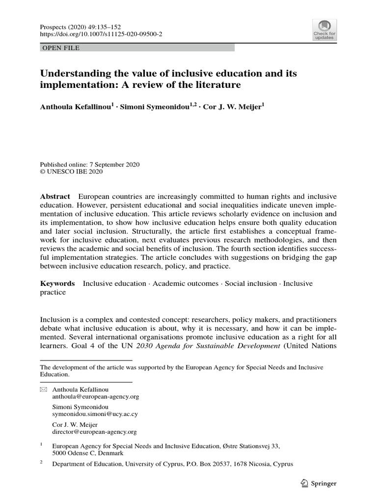 Value and Implementation of Inclusive Education | PDF | Inclusion ...