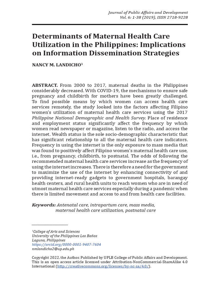 Maternal Health Care Utilization in the Philippines | PDF | Childbirth ...