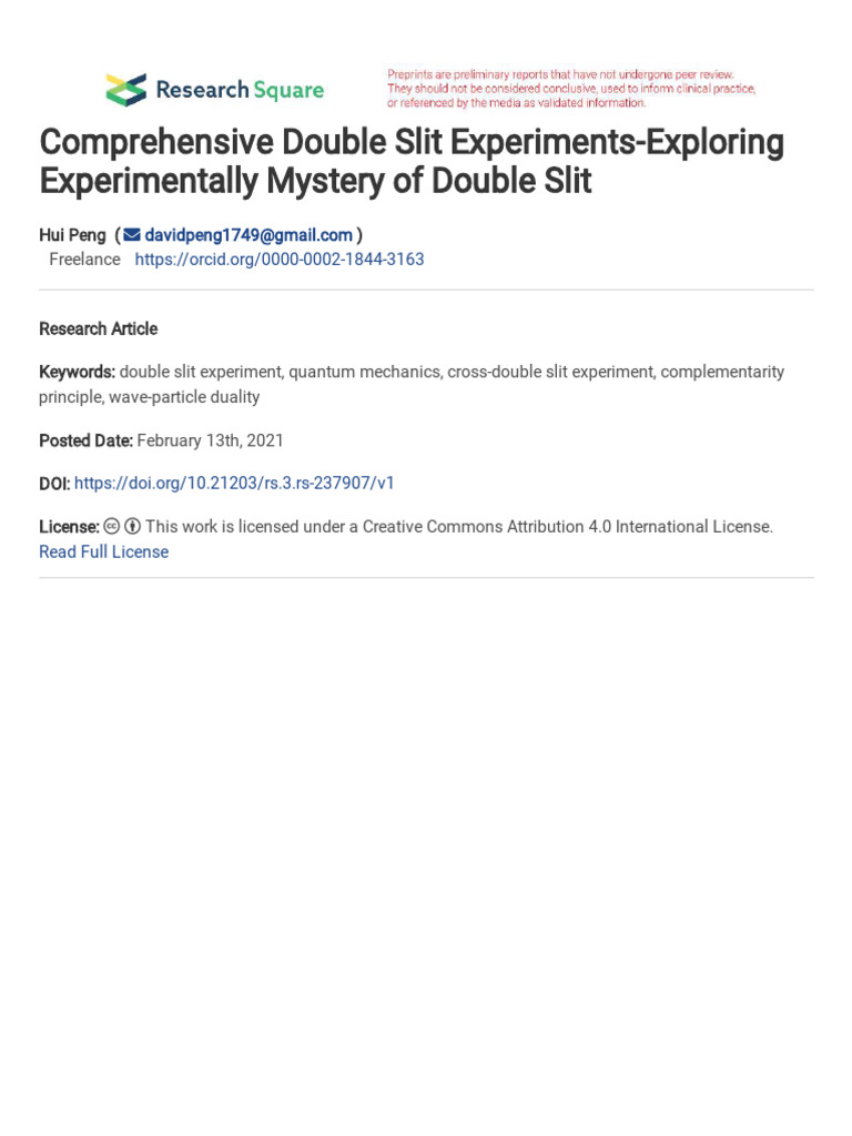 Comprehensive Double Slit Experiments | PDF | Light | Quantum Mechanics