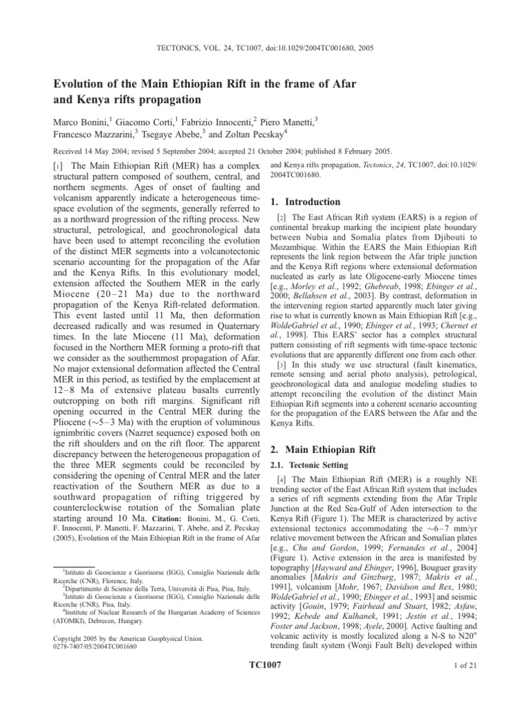 Evolution of the Main Ethiopian Rift in the Frame of Afar | PDF | Rift ...