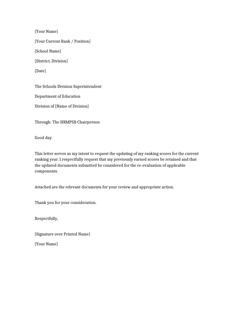 Option 3 Letter of Intent Update Ranking Scores | PDF