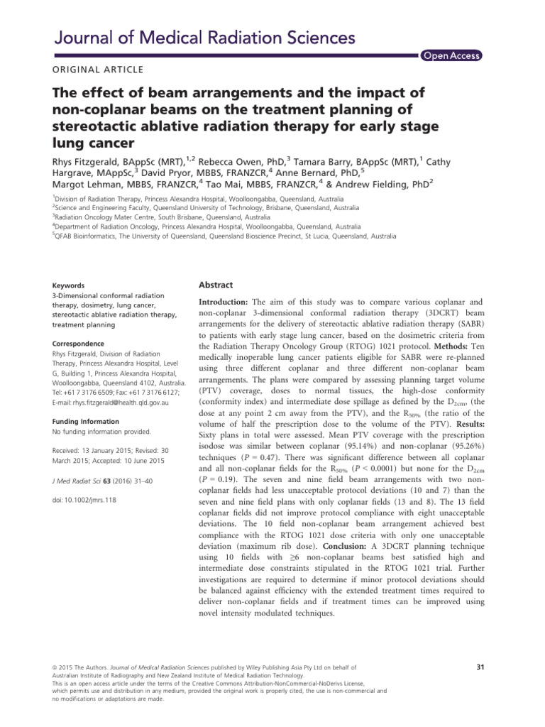 Fitzgerald Et Al., 2015 | PDF | Radiation Therapy | Clinical Medicine