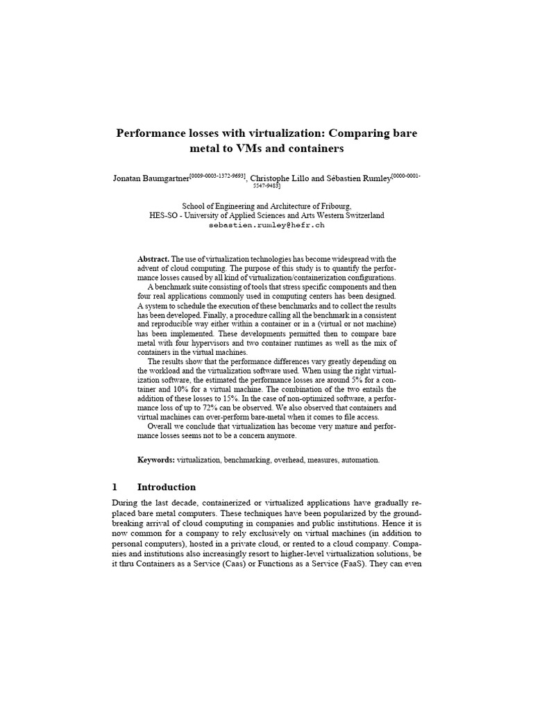 Virtualization Performance Losses Analysis | PDF | Virtualization ...