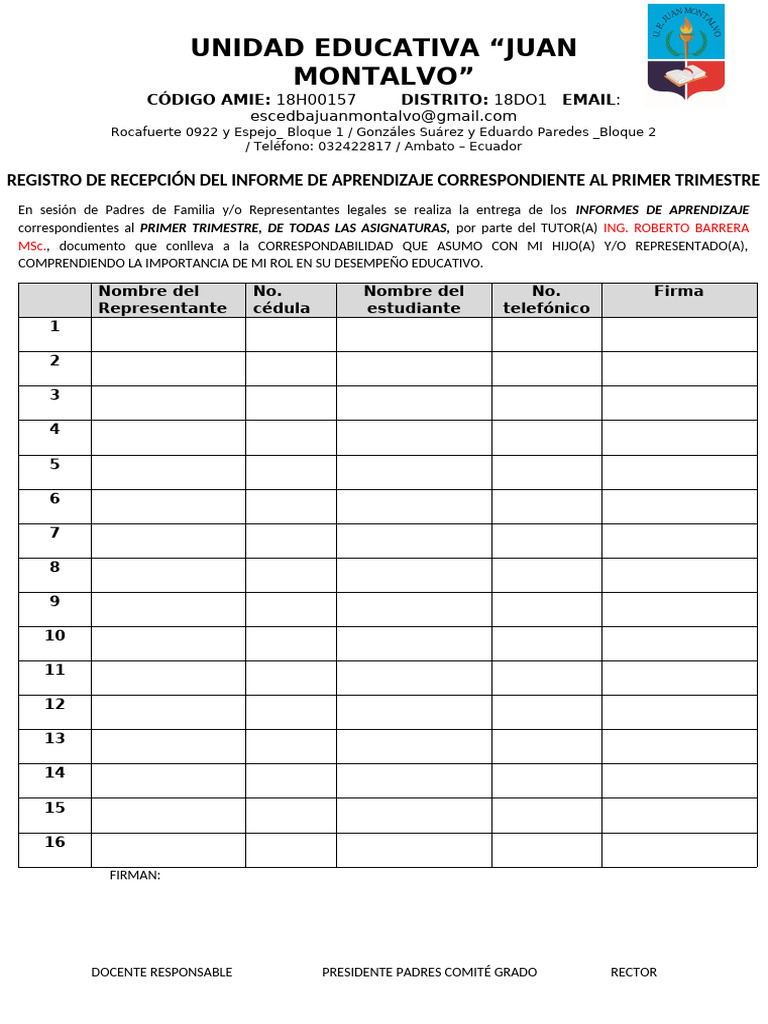 Informe de Aprendizaje Primer Trimestre | PDF