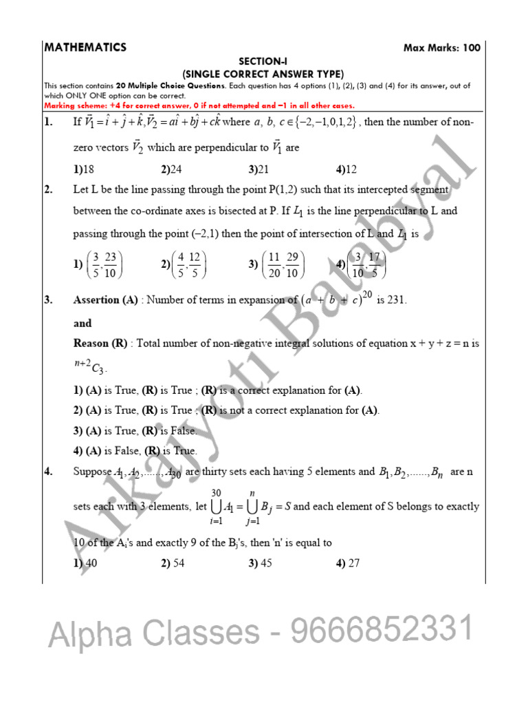JEE Mains 3 Tests Maths | PDF | Circle | Mathematics