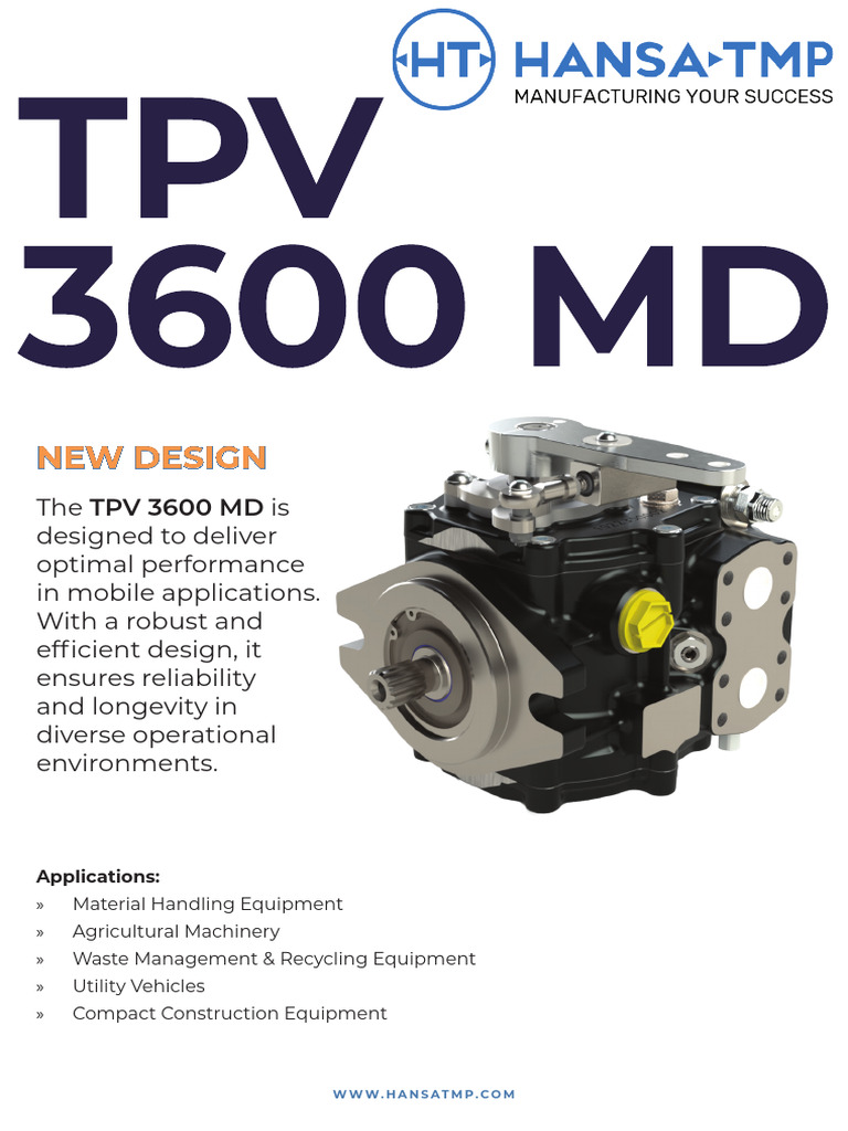 TPV 3600 MD Hydraulic Pump Overview | PDF | Pump | Mechanical Engineering