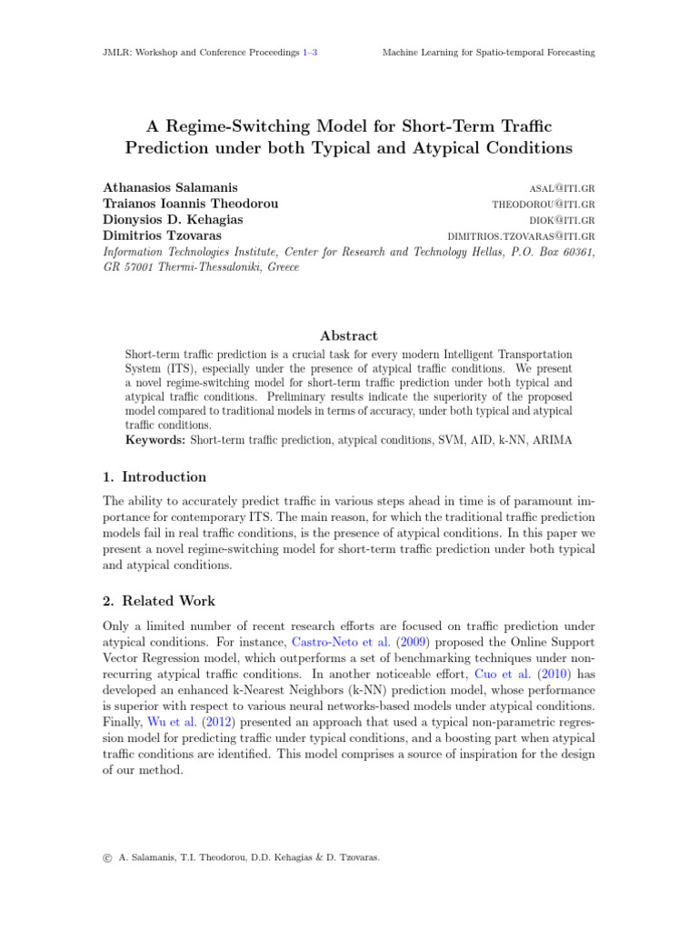 Regime-Switching Model for Traffic Prediction | PDF | Time Series ...