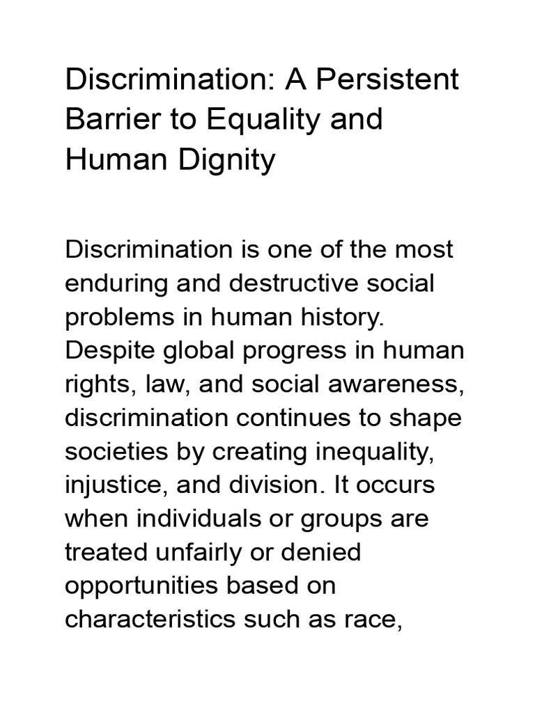 Understanding Discrimination's Impact | PDF | Discrimination | Prejudices