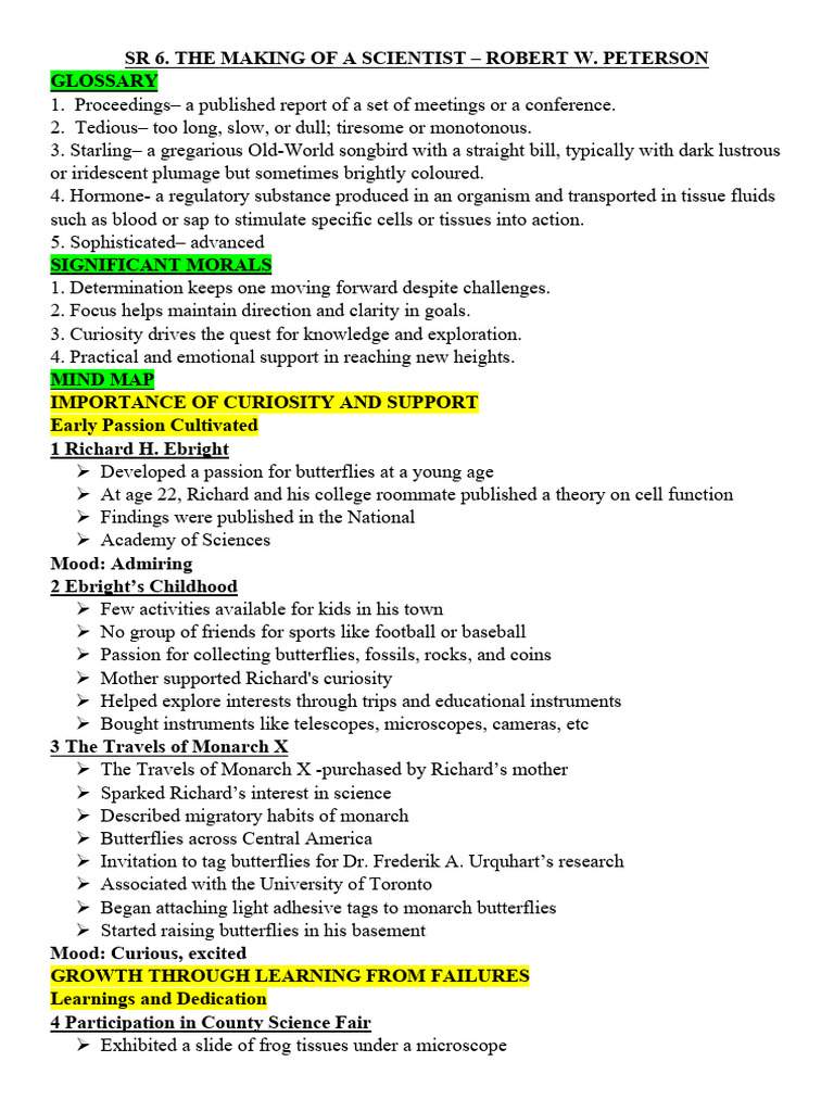 Sr 6. the Making of a Scientist Cw Notes | PDF | Butterfly | Biology