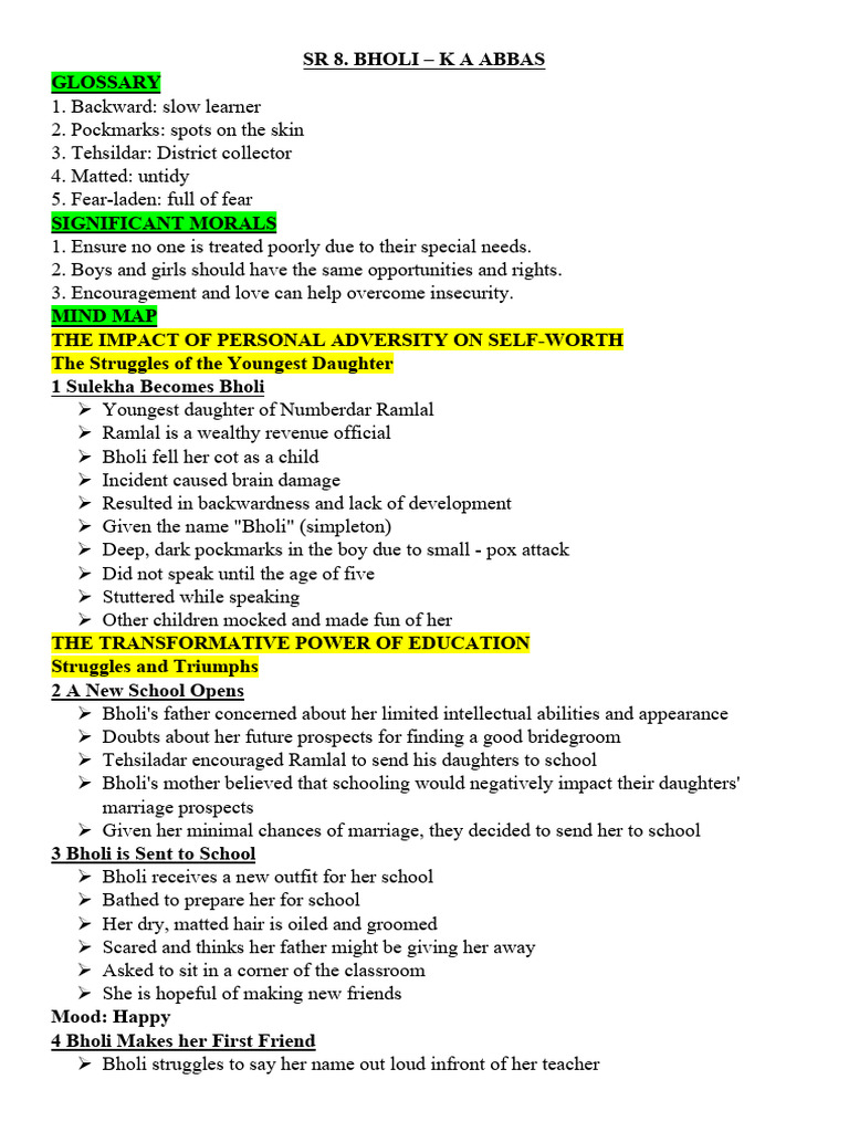 SR 8. BHOLI CW NOTES | PDF