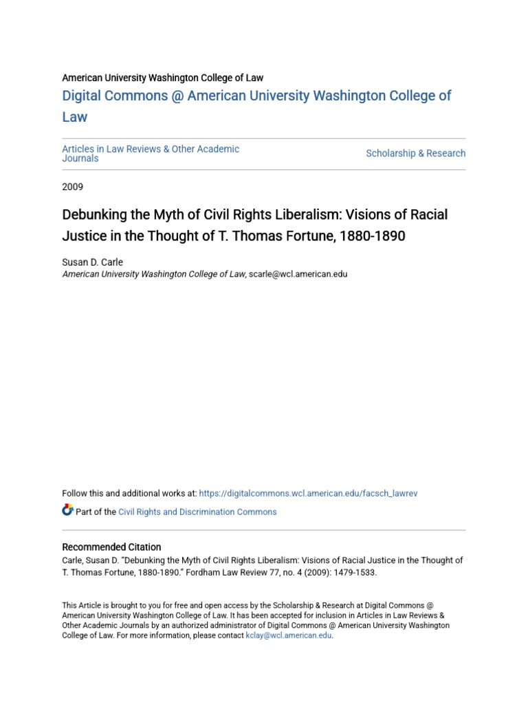 Racial Justice in T. Thomas Fortune's Thought | PDF | Brown V. Board Of ...